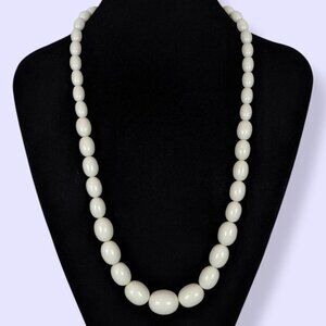 V. Off-White Lucite Graduated Beaded Necklace